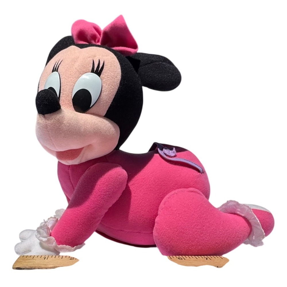 Mattel Disney Baby Minnie Mouse Crawling Interactive Plush 1995 Pink 10in Vtg
